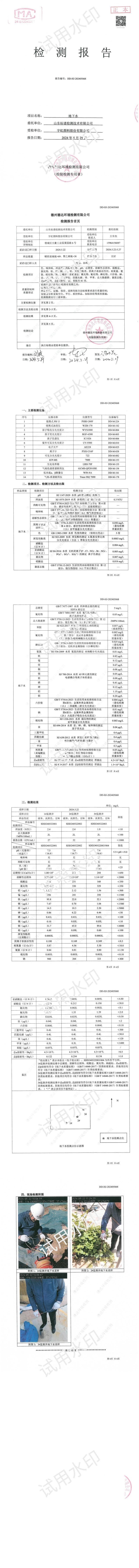精东影业传媒APPV16颜料股份有限公司2024年度地下水检测报告信息公示